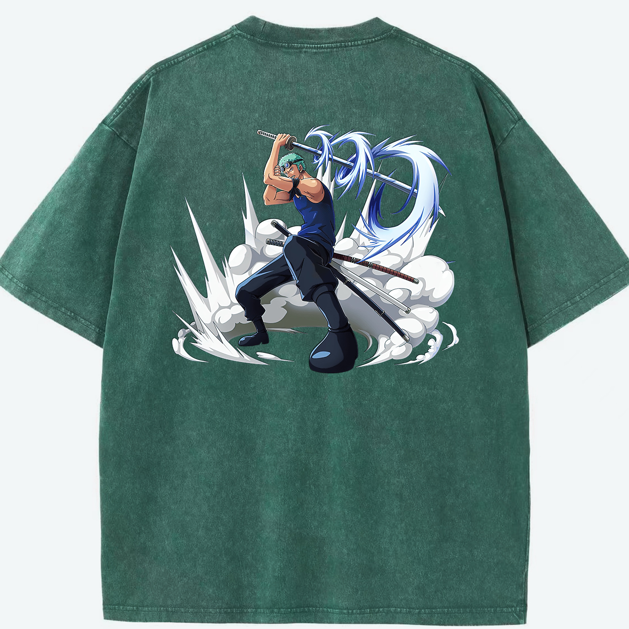 ワンピース ロロノア・ゾロ ONE PIECE Roronoa Zoro 綿100% ヴィンテージ風 半袖Tシャツ（背面プリント）